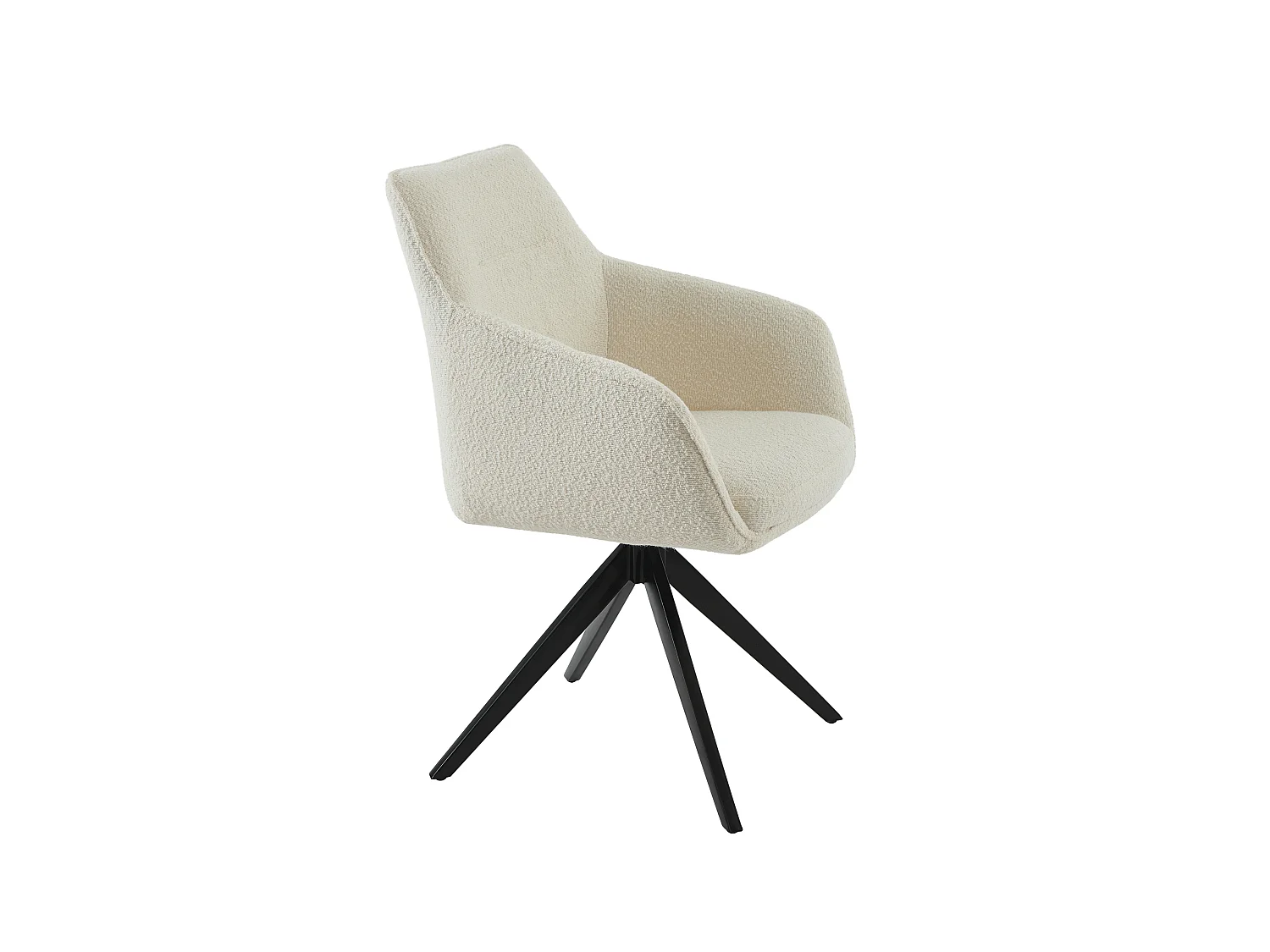 Lot de 6 chaises pivotantes avec accoudoirs - Tissu bouclette et métal noir - Blanc - MUSE