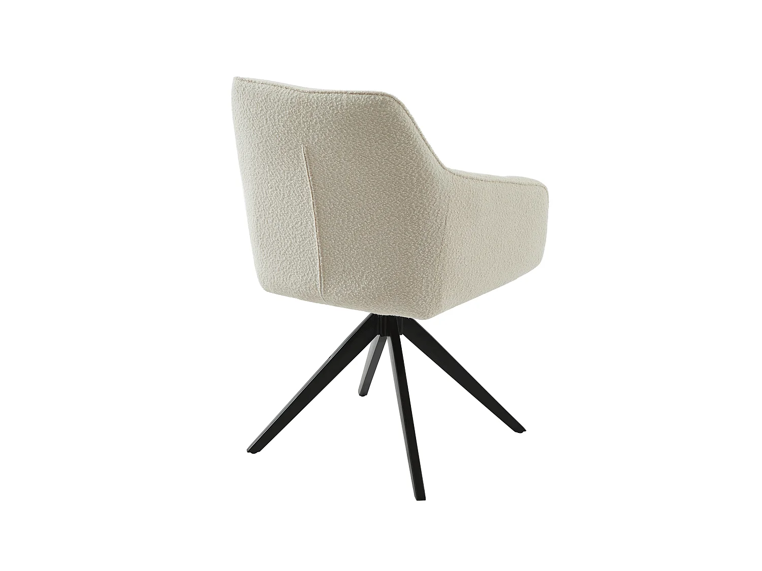 Lot de 6 chaises pivotantes avec accoudoirs - Tissu bouclette et métal noir - Blanc - MUSE