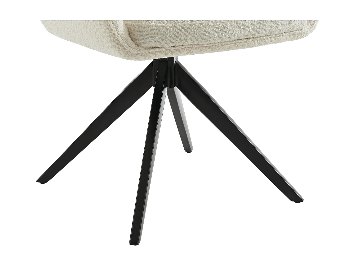 Conjunto de 6 cadeiras giratórias com apoios de braço tecido bouclé e metal preto, cor branca - MUSE