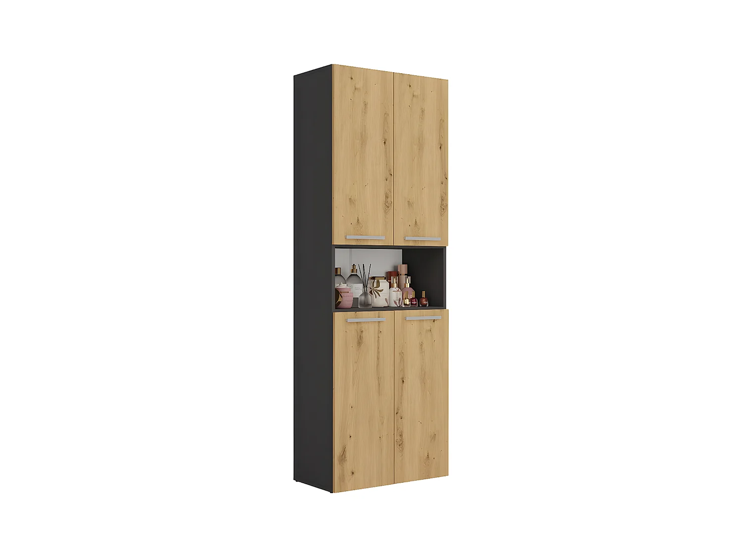 GLAZE - Armoire de salle de bain avec panier à ligne - Style moderne - 174x60x30 cm - Colonne sdb