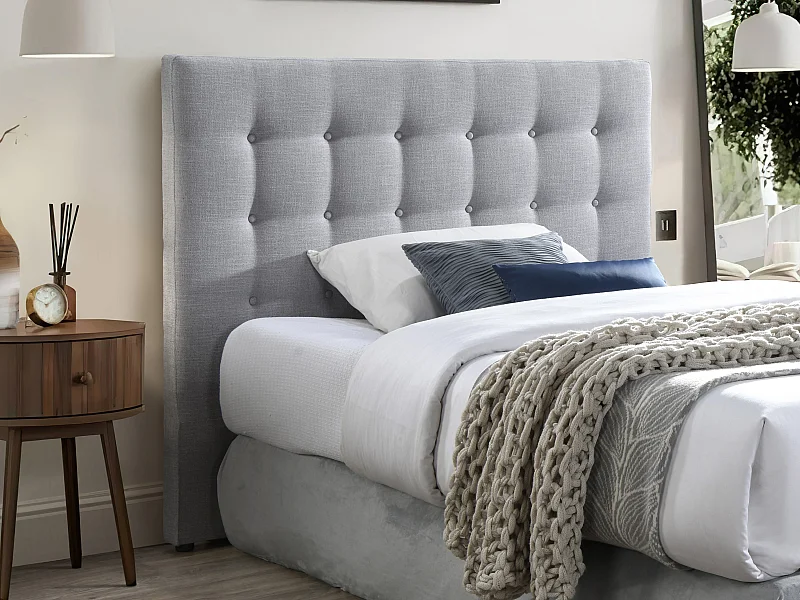 Tête de lit capitonnée 140 cm - Tissu - Gris clair - FRANCESCO