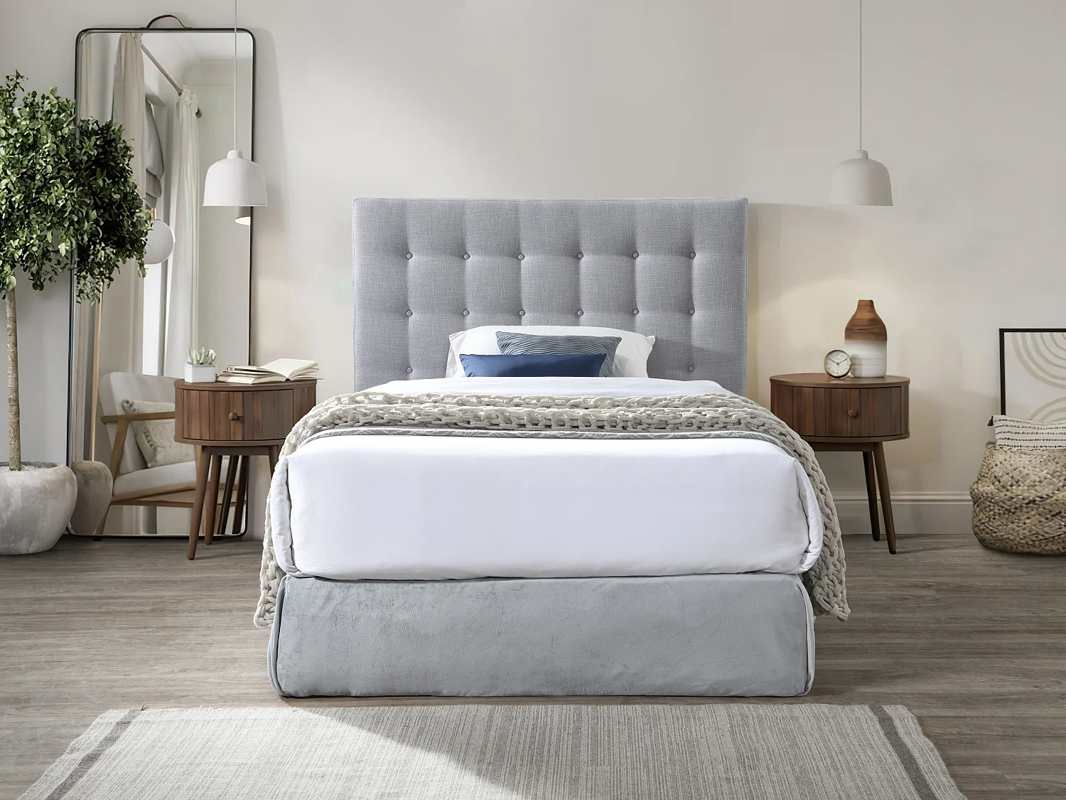 Testata trapuntata 140 cm Tessuto Grigio - FRANCESCO