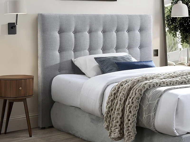 Tête de lit capitonnée 160 cm - Tissu - Gris clair - FRANCESCO