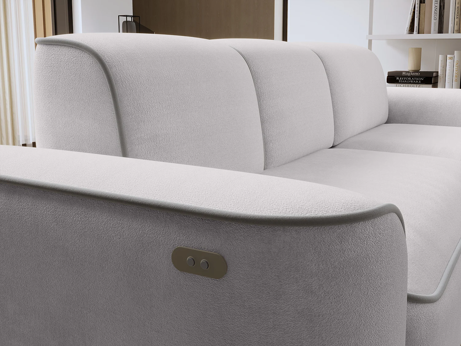 Canapé d'angle relax électrique en tissu DUMAS - Innovation bien-être-Gris clair/Gris-angle droit