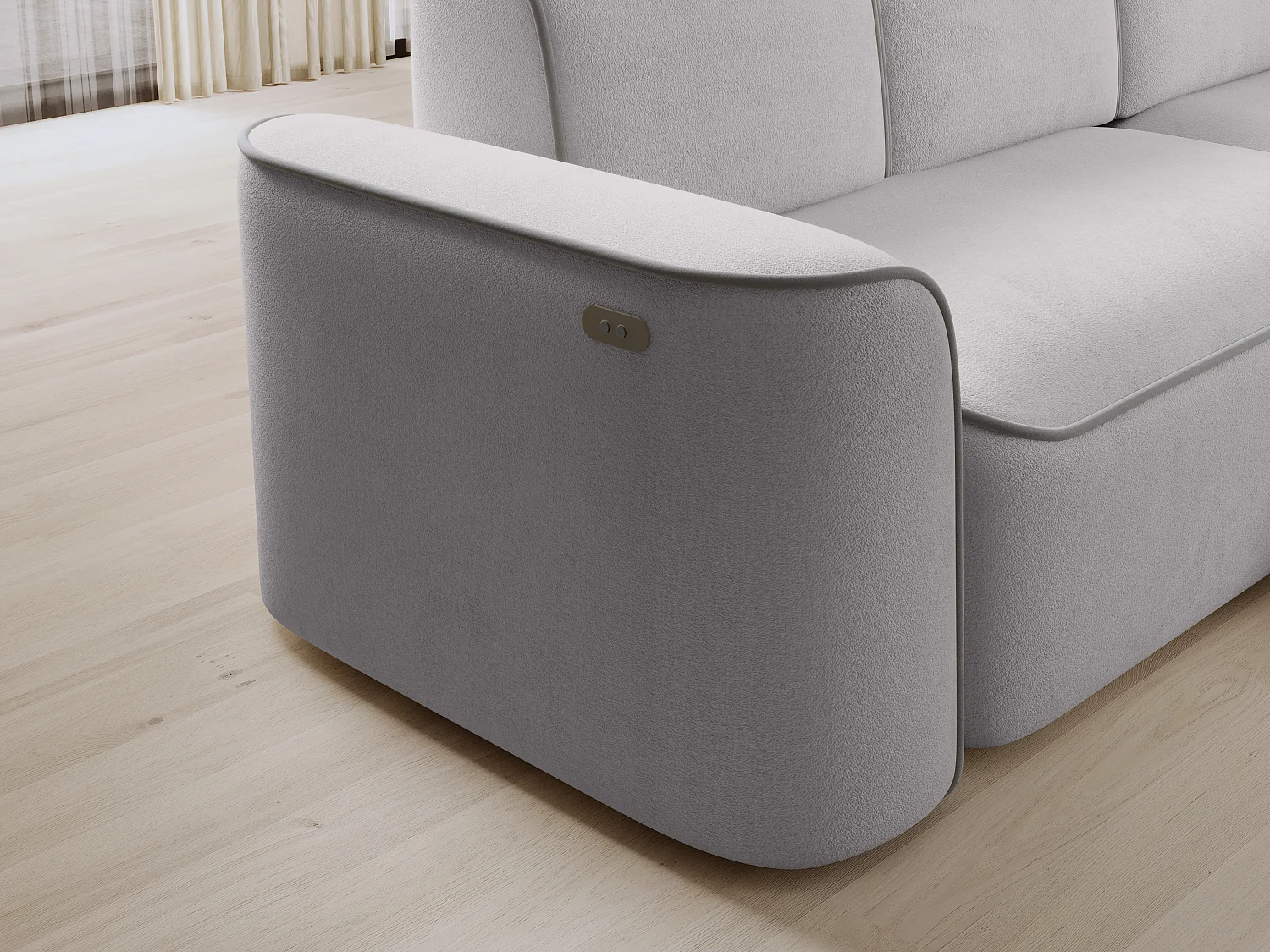 Canapé d'angle relax électrique en tissu DUMAS - Innovation bien-être-Gris clair/Gris-angle droit