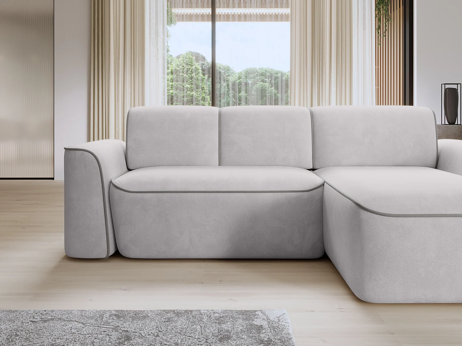 Canapé d'angle relax électrique en tissu DUMAS - Innovation bien-être-Gris clair/Gris-angle droit