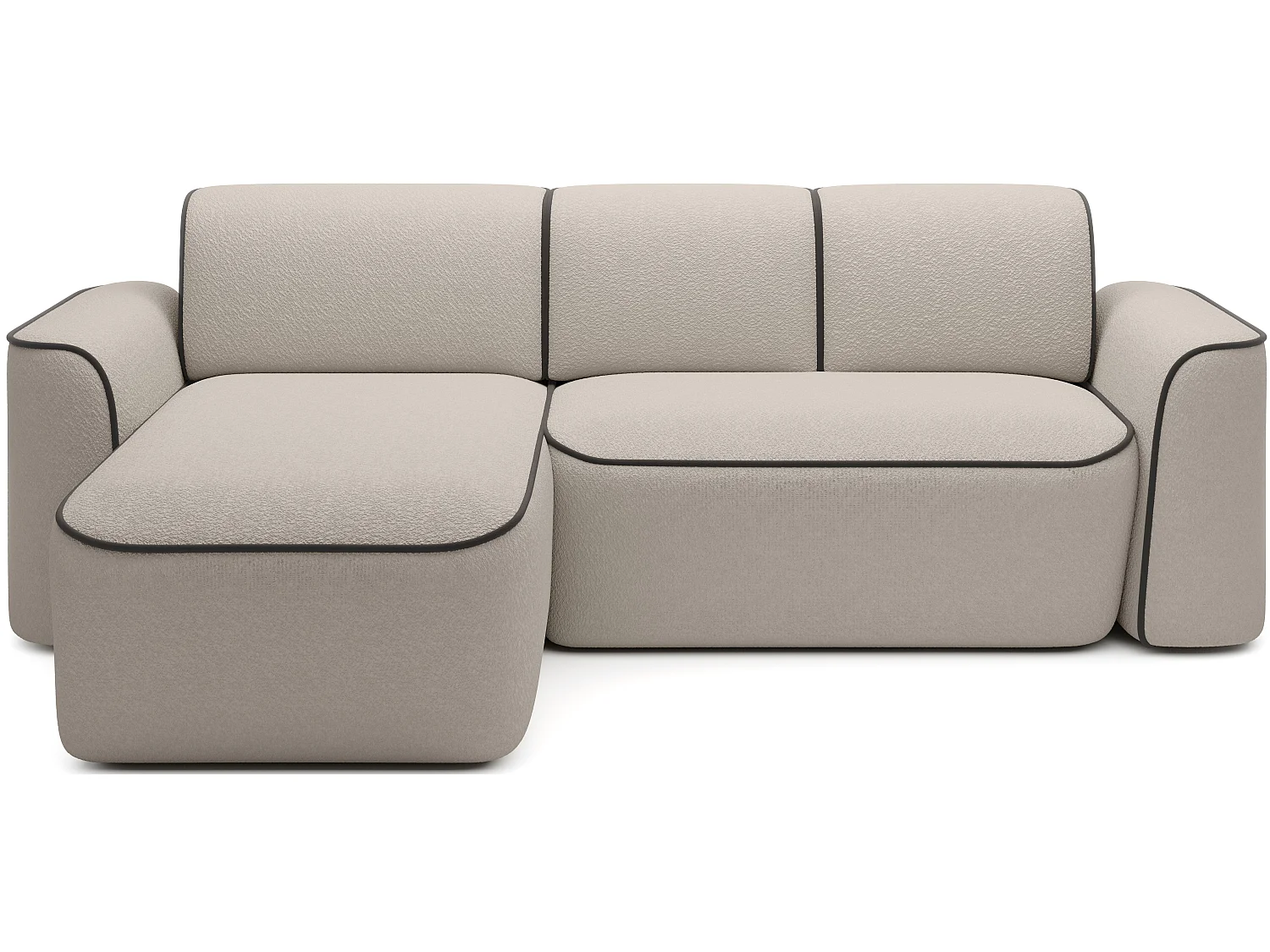 Sofá esquinero eléctrico de tela DUMAS - Innovación en bienestar-Beige/Marrón-Ángulo izquierdo