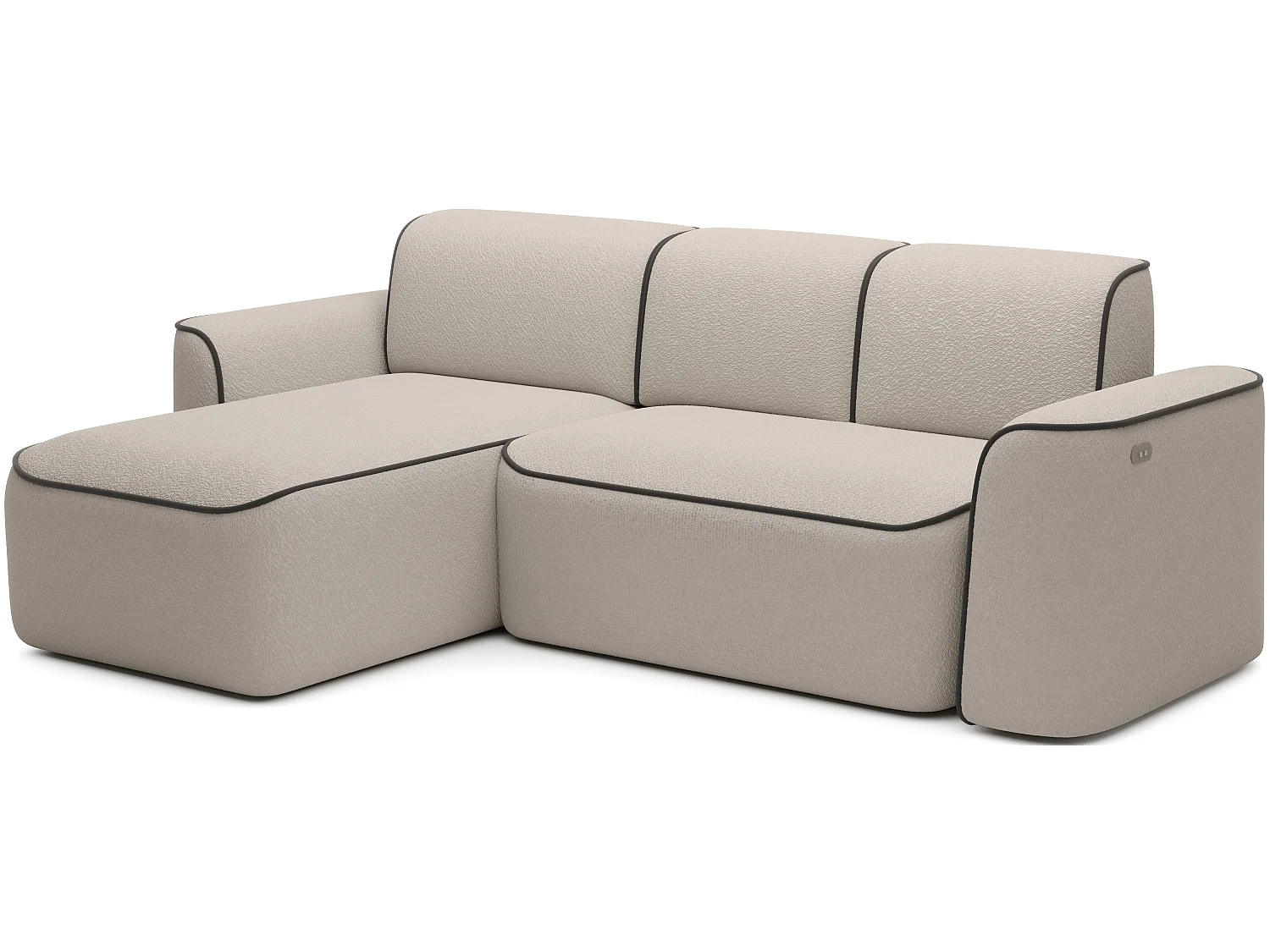 Sofá esquinero eléctrico de tela DUMAS - Innovación en bienestar-Beige/Marrón-Ángulo izquierdo