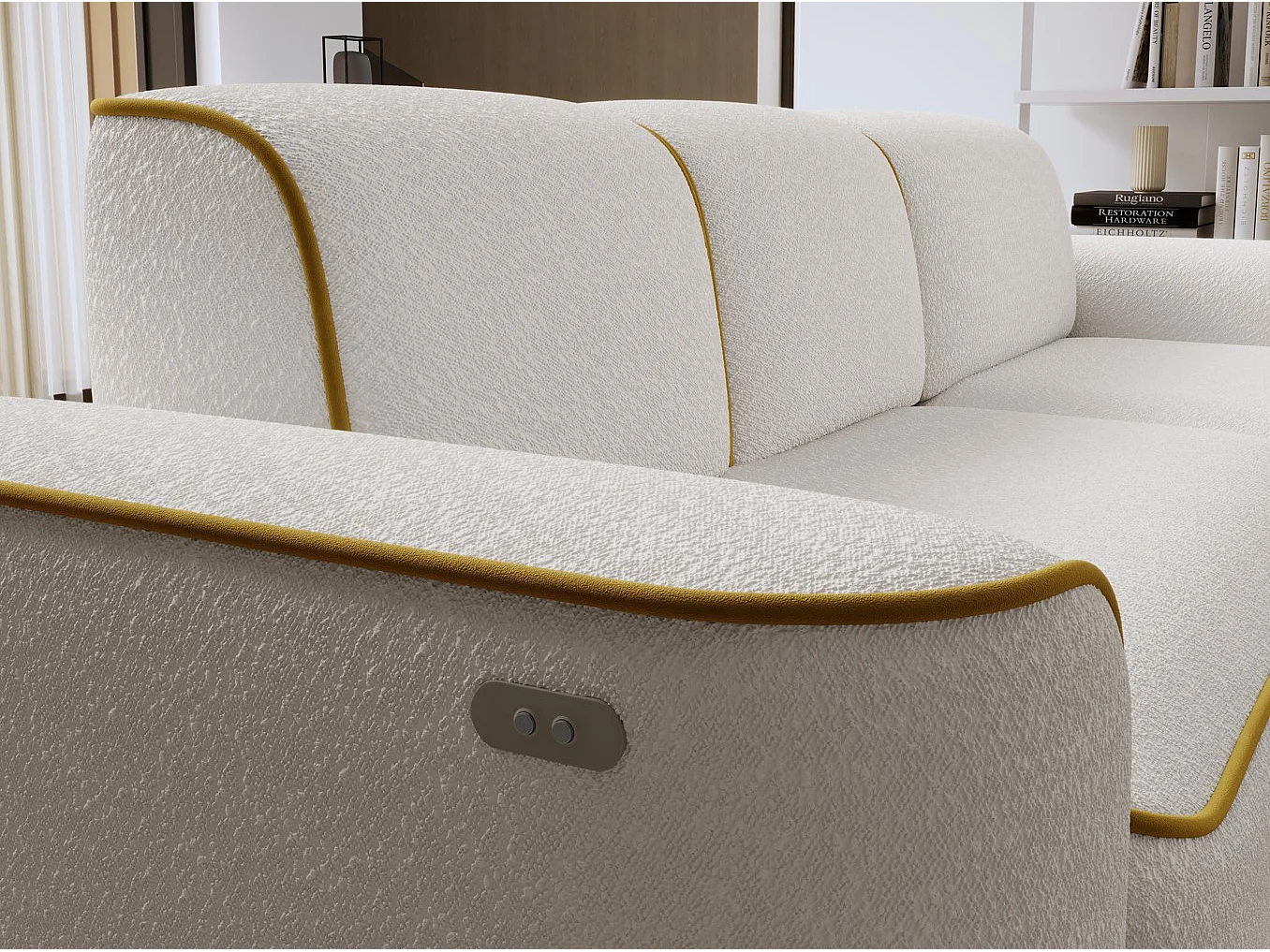 Hoekbank Alexa L/Stof-Beige&Goud