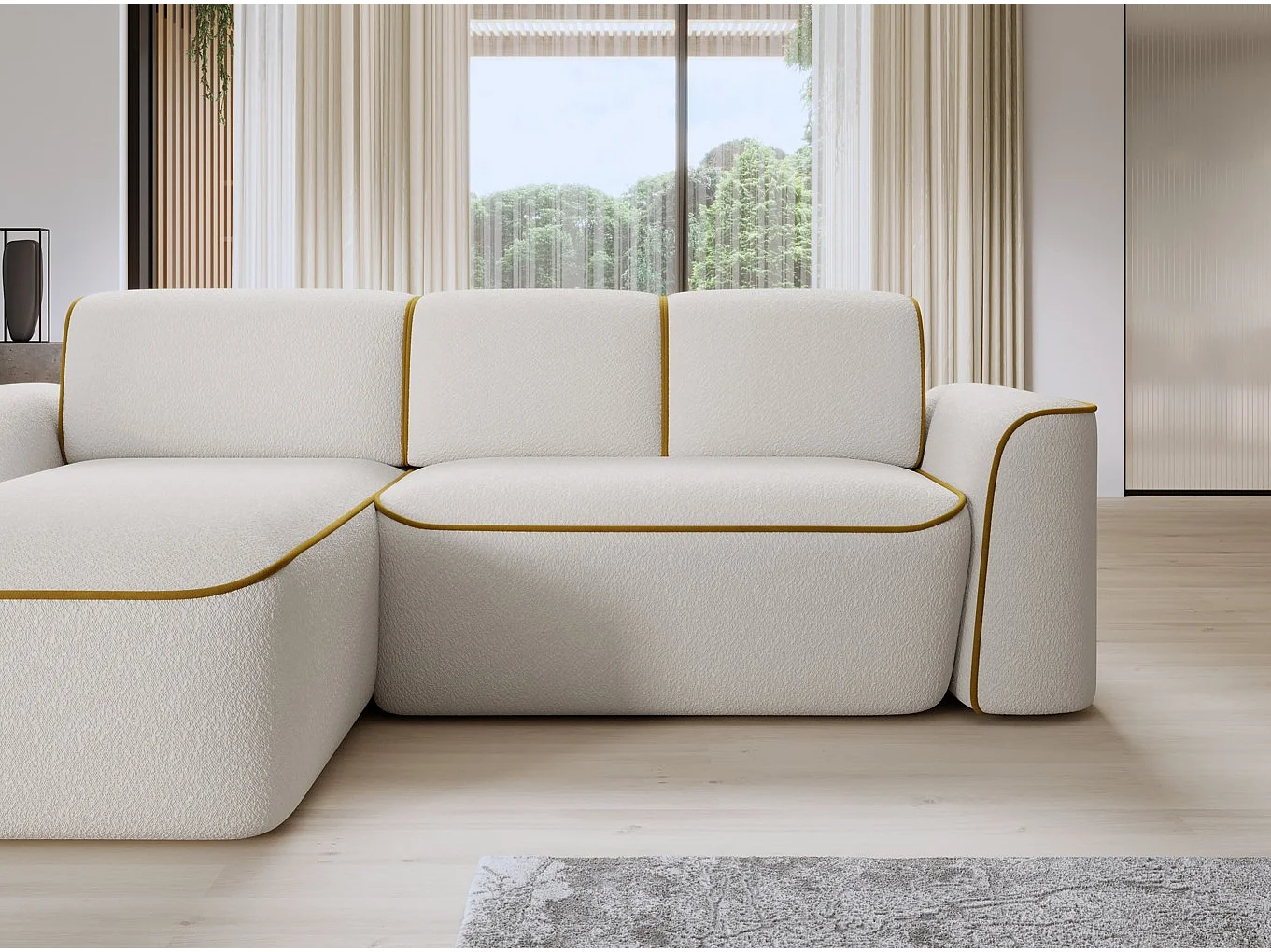 Hoekbank Alexa L/Stof-Beige&Goud