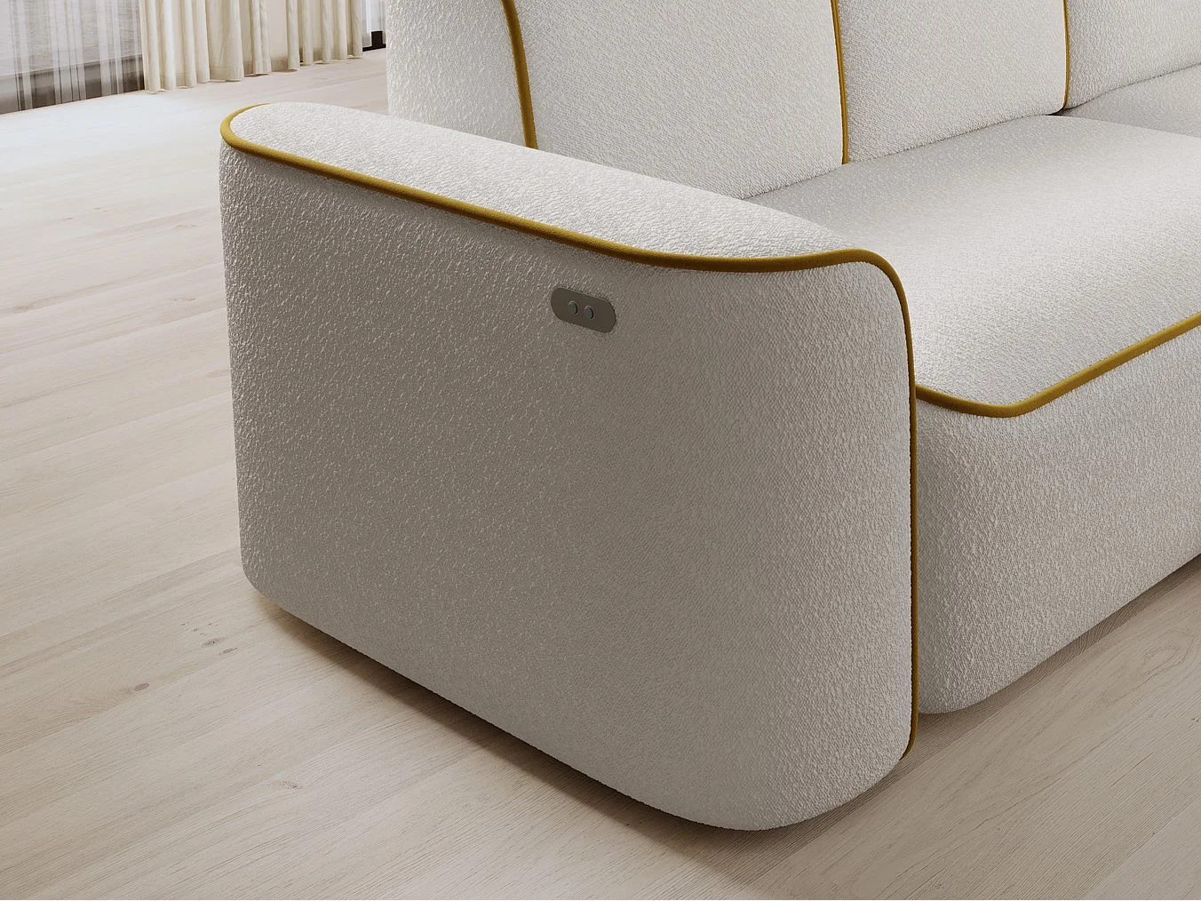 Divano d'angolo Alexa  R/Tessuto-Bianco&Oro