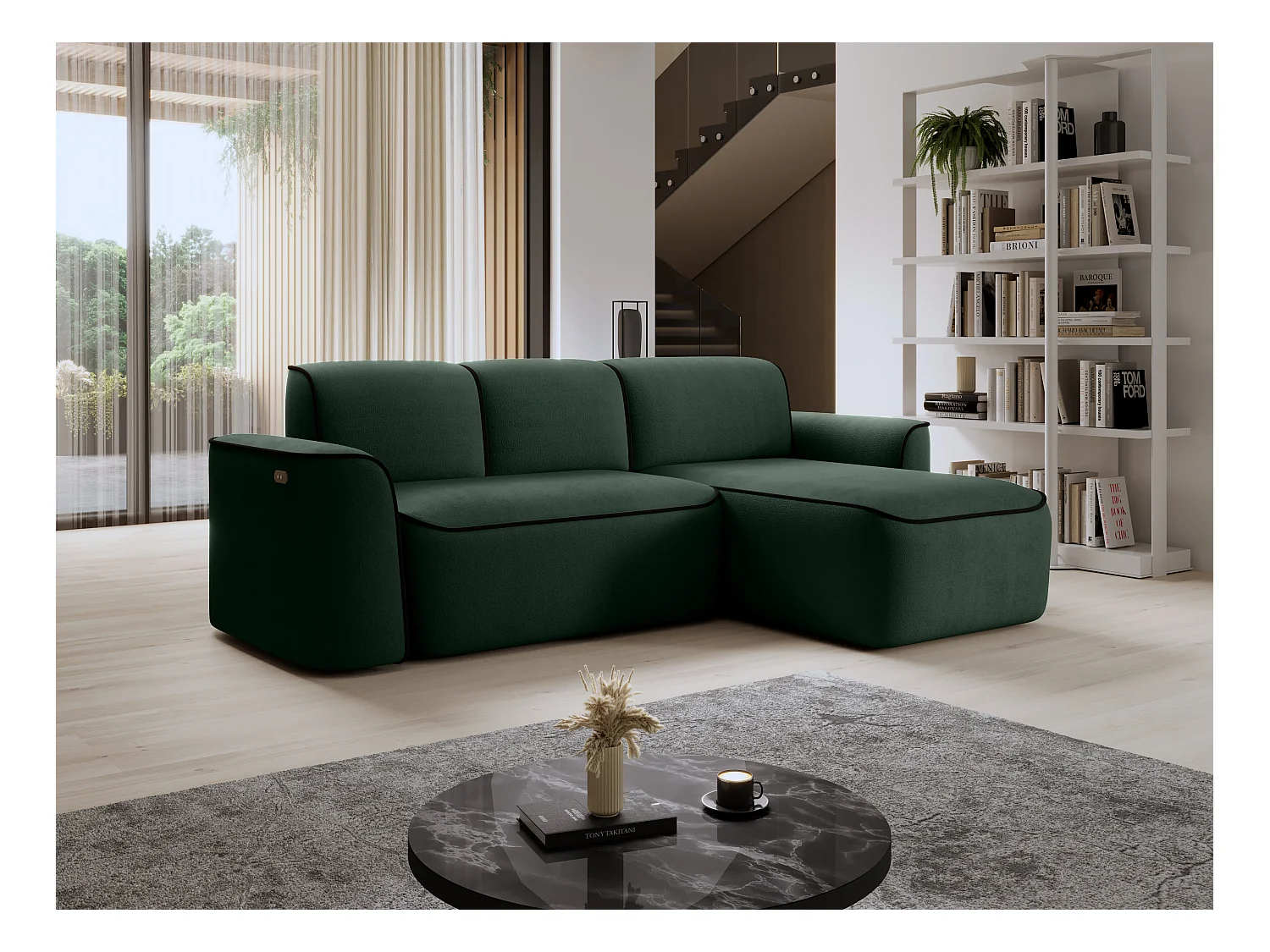Ecksofa Alexa R/Stoff-Grün