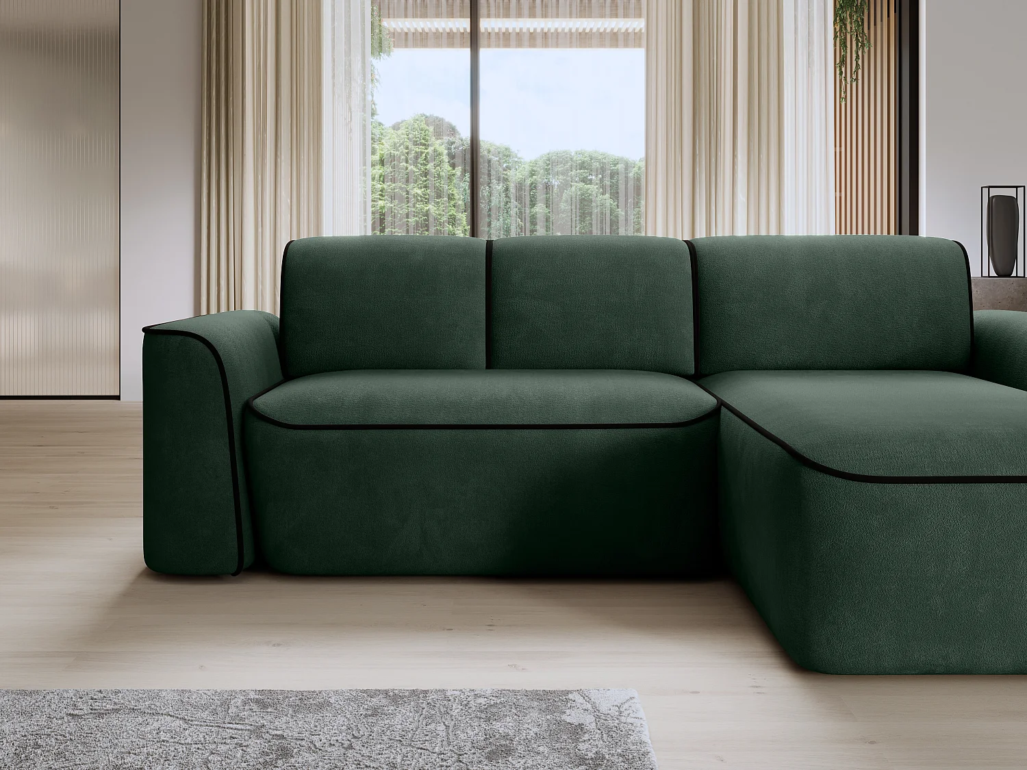 Divano d'angolo Alexa  R/Tessuto-Verde