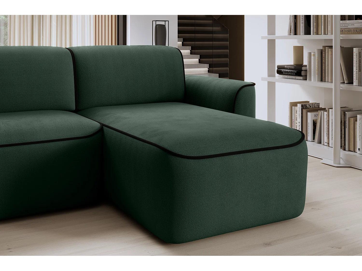 Divano d'angolo Alexa  R/Tessuto-Verde