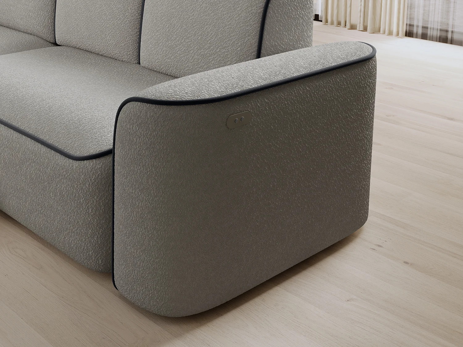 Canapé d'angle relax électrique en tissu DUMAS - Innovation bien-être-Gris/Gris foncé-angle gauche