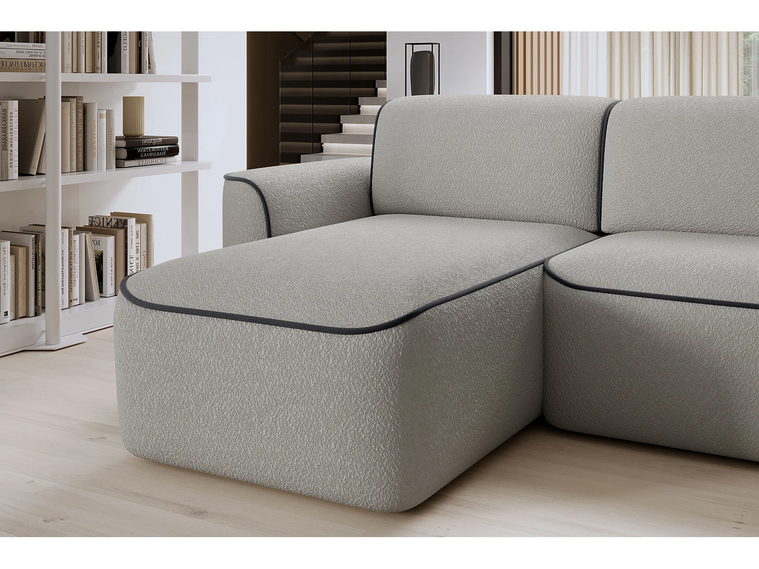 Canapé d'angle relax électrique en tissu DUMAS - Innovation bien-être-Gris/Gris foncé-angle gauche