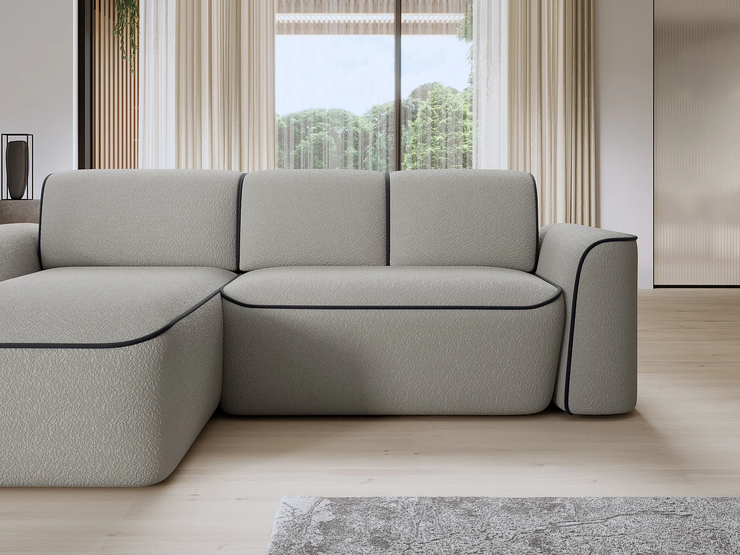 Canapé d'angle relax électrique en tissu DUMAS - Innovation bien-être-Gris/Gris foncé-angle gauche