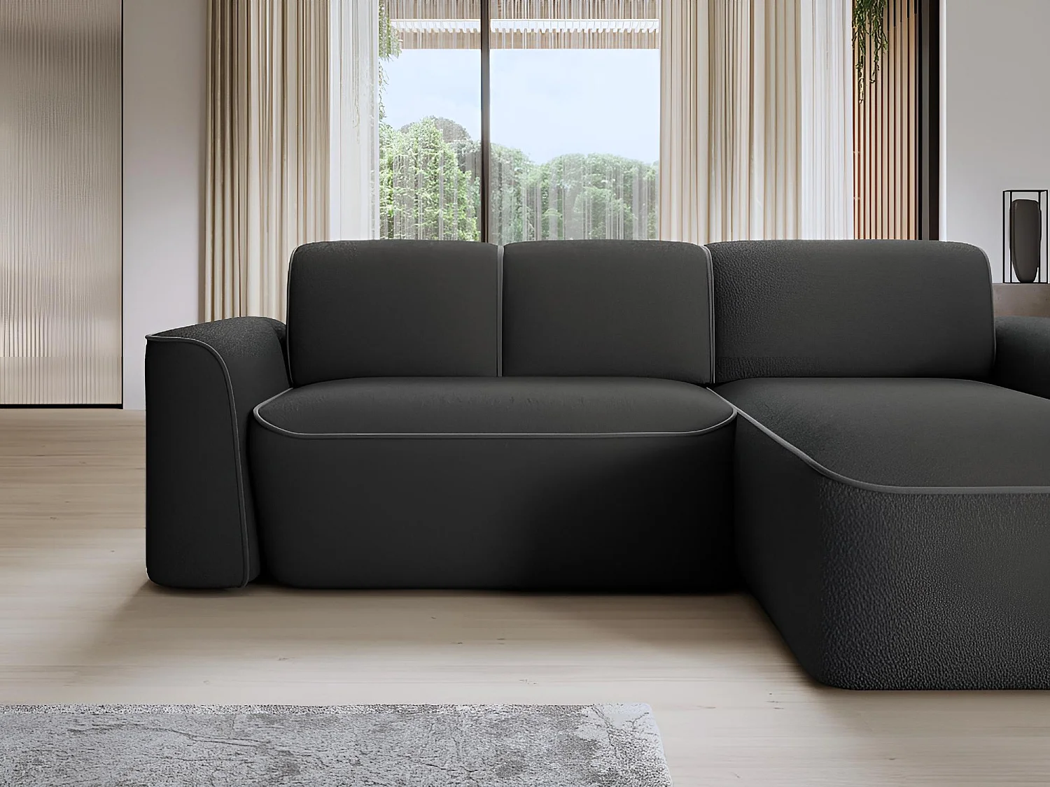 Canapé Corner Alexa L/Tissu-Anthracite