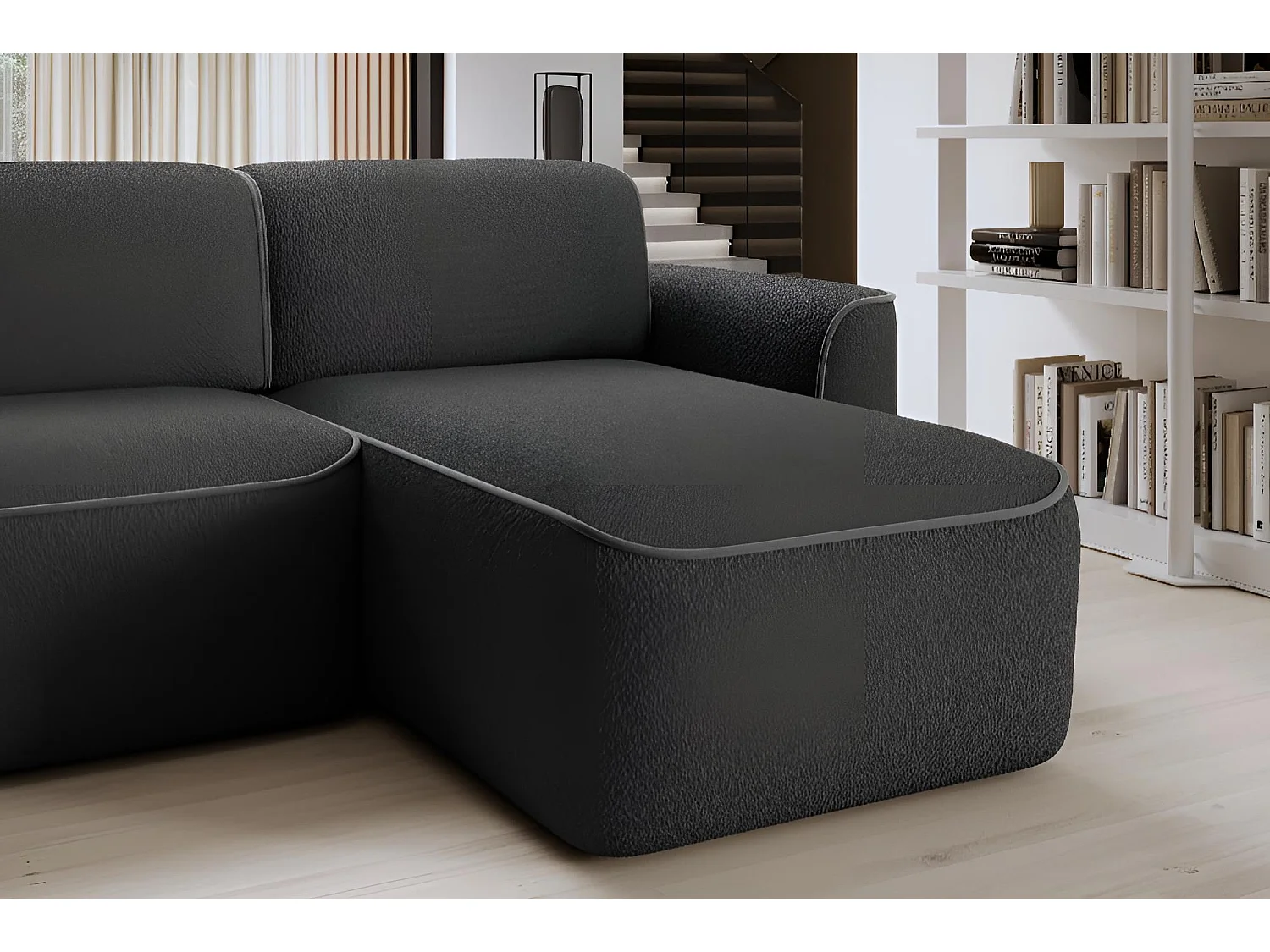 Canapé Corner Alexa L/Tissu-Anthracite