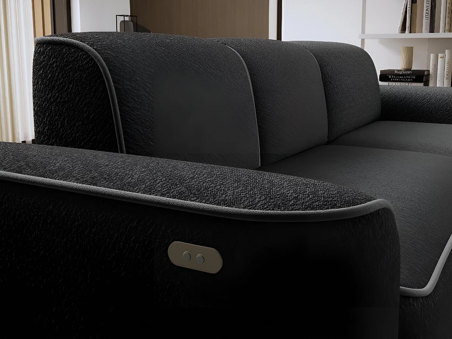 Canapé Corner Alexa L/Tissu-Anthracite