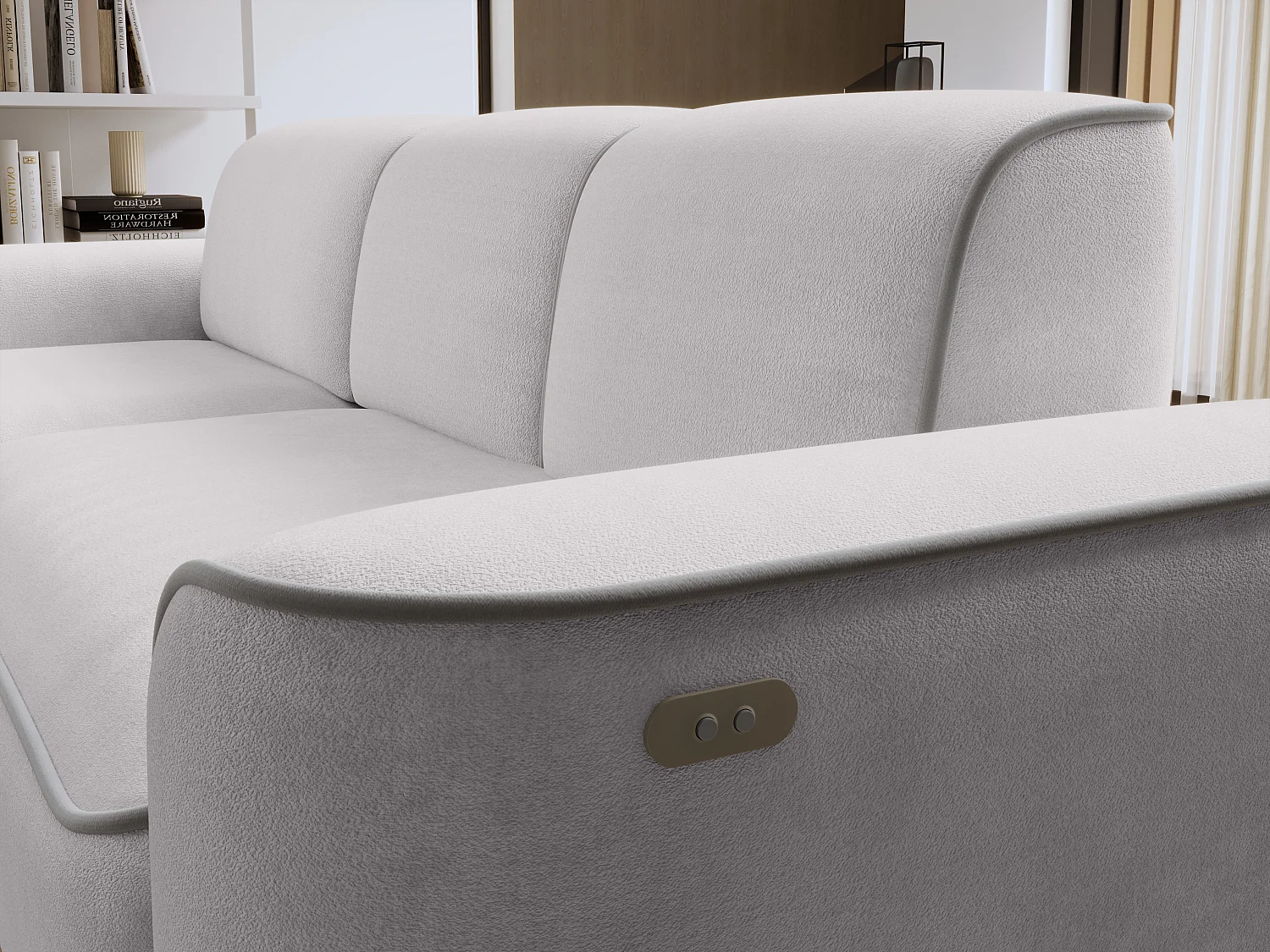 Canapé d'angle relax électrique en tissu DUMAS - Innovation bien-être-Gris clair/Gris-angle gauche