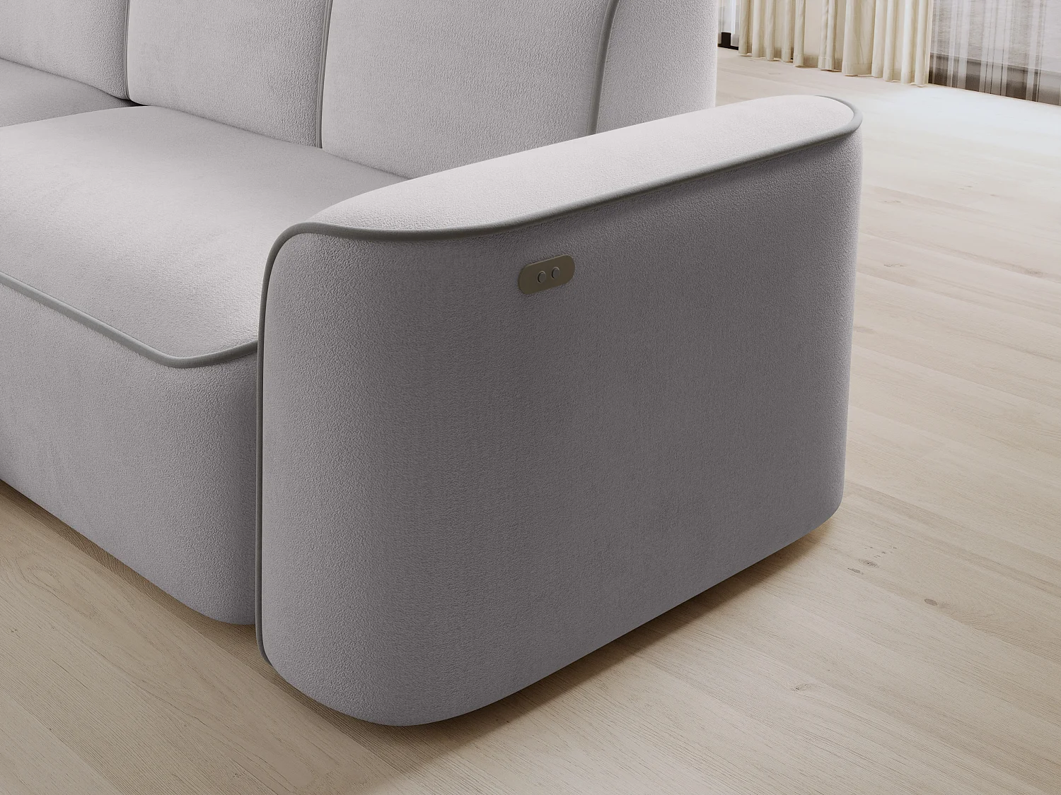 Canapé d'angle relax électrique en tissu DUMAS - Innovation bien-être-Gris clair/Gris-angle gauche