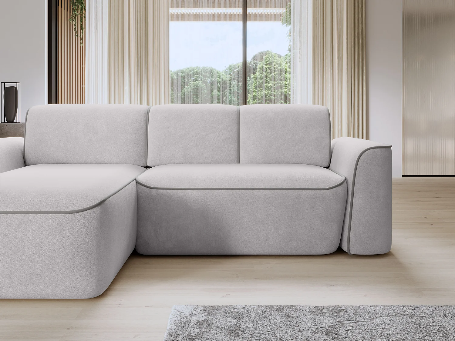 Canapé d'angle relax électrique en tissu DUMAS - Innovation bien-être-Gris clair/Gris-angle gauche