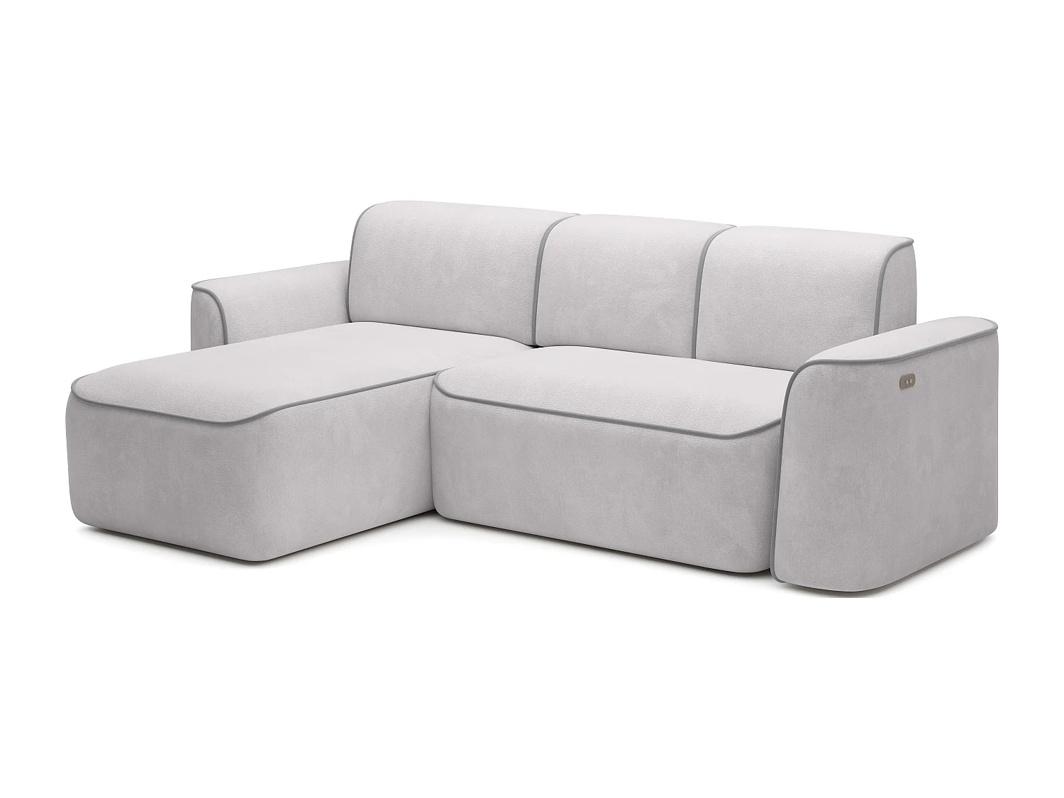 Canapé d'angle relax électrique en tissu DUMAS - Innovation bien-être-Gris clair/Gris-angle gauche