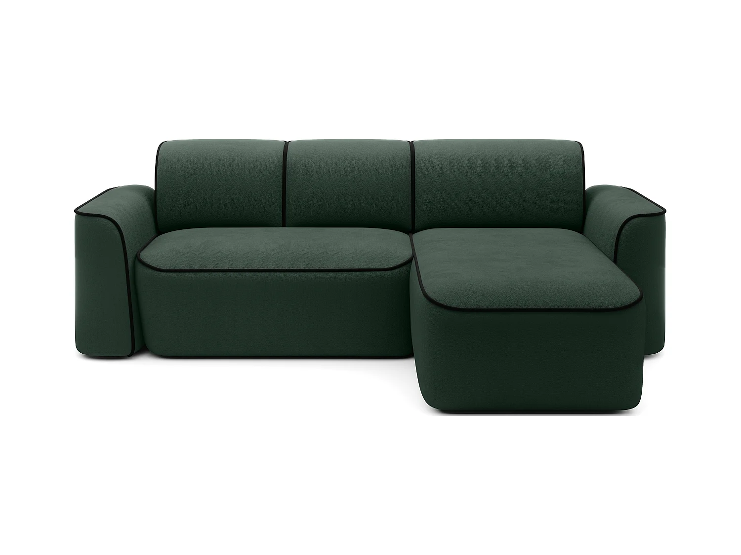 Canapé d'angle relax électrique en tissu DUMAS - Innovation bien-être-Vert foncé/Noir-angle droit