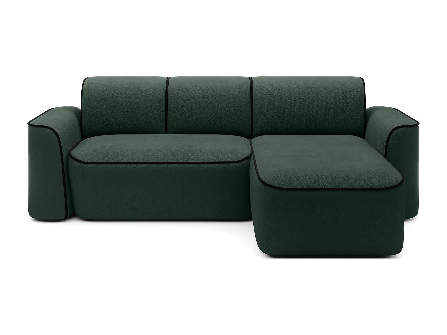 Canapé d'angle relax électrique en tissu DUMAS - Innovation bien-être-Vert foncé/Noir-angle droit