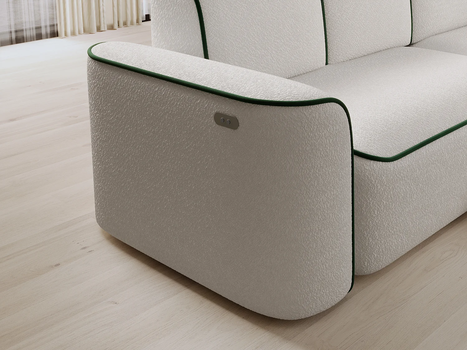 Divano d'angolo Alexa  R/Tessuto-Bianco&Verde