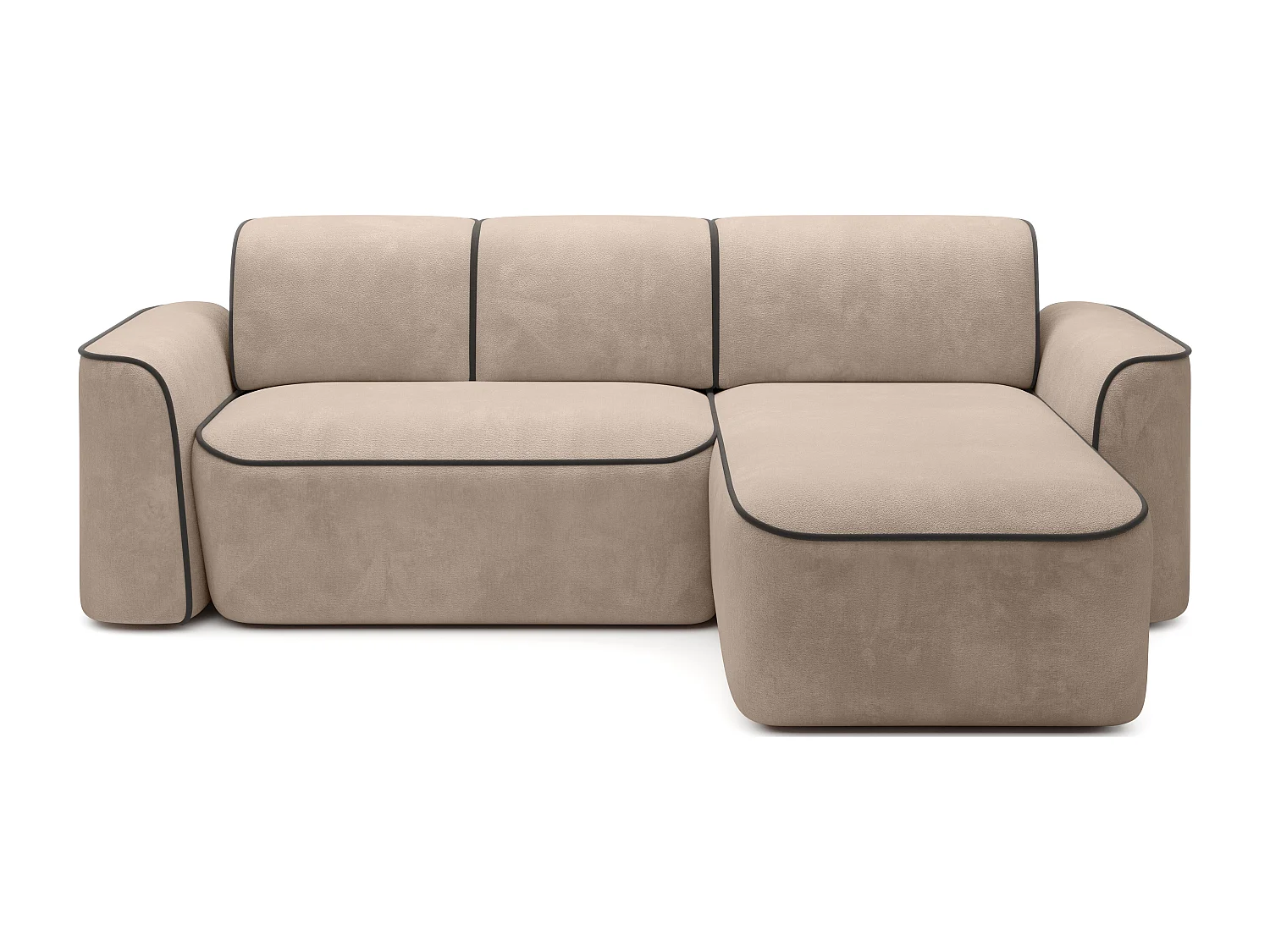 Ecksofa Alexa L/Stoff-Cappuccino&Braun