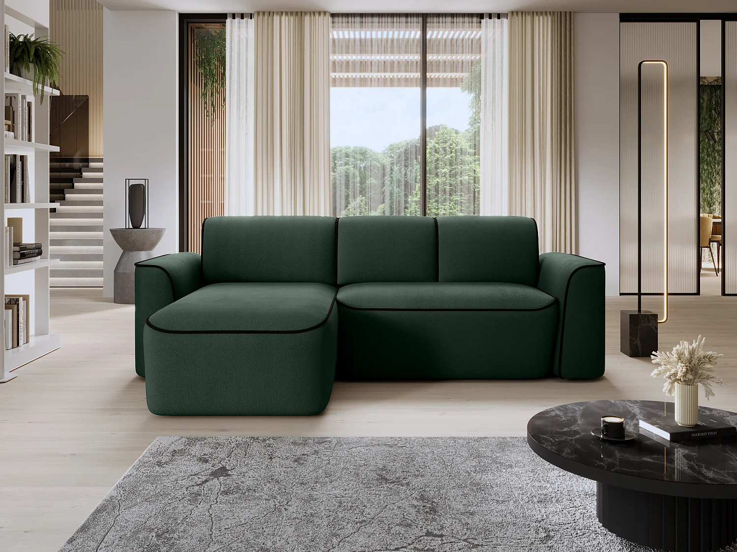 Ecksofa Alexa L/Stoff-Weiss&Gold