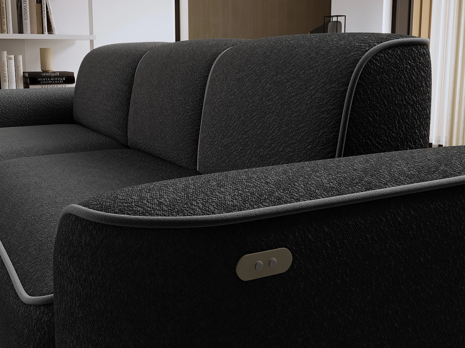 Ecksofa Alexa R/Stoff-Weiss&Blau