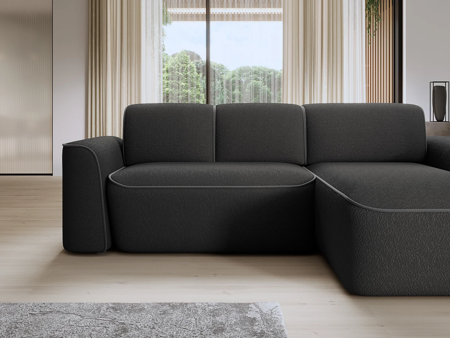 Ecksofa Alexa R/Stoff-Weiss&Blau