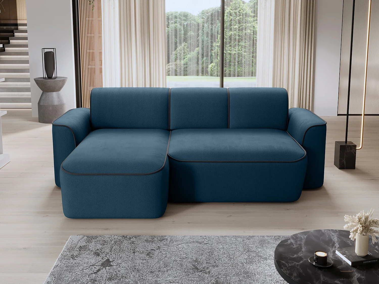 Divano d'angolo Alexa  L/Tessuto-Blu