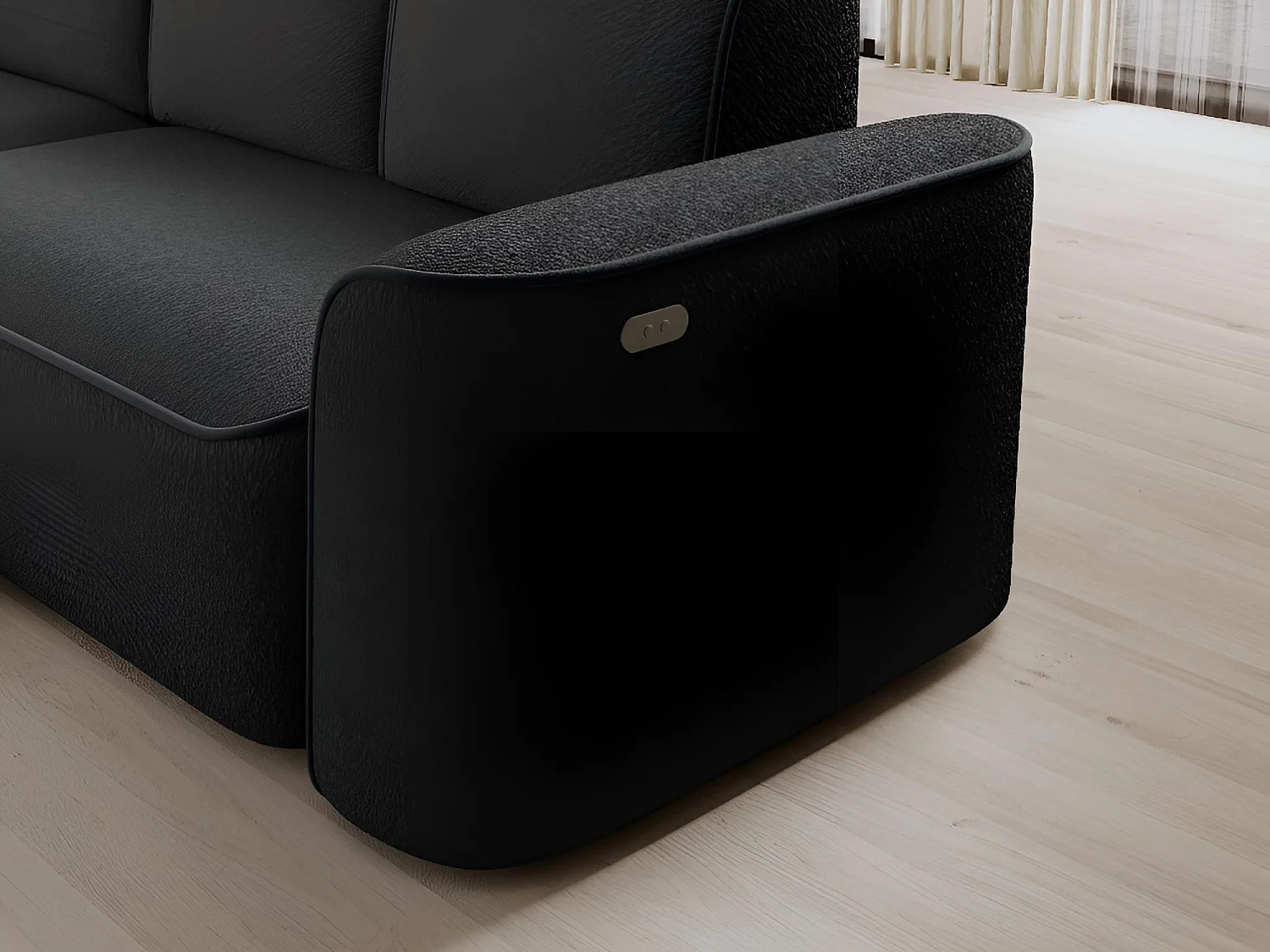 Hoekbank Alexa L/Stof-Grijs&Zwart