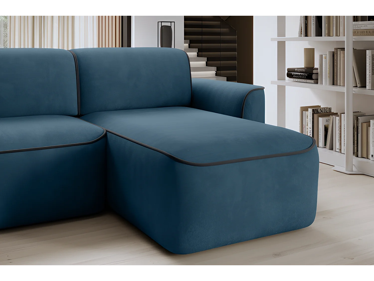 Ecksofa Alexa R/Stoff-Blau