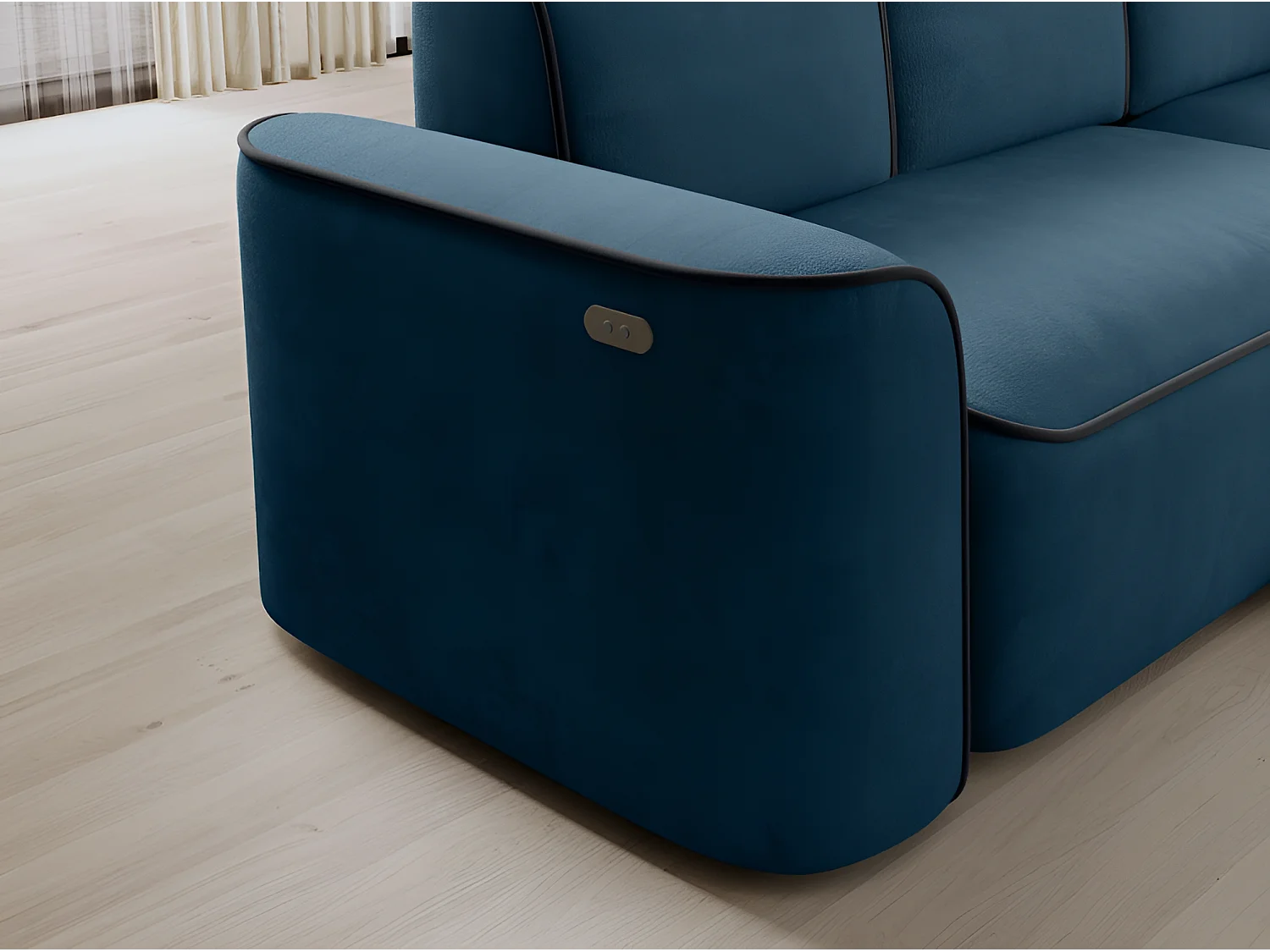 Ecksofa Alexa R/Stoff-Blau