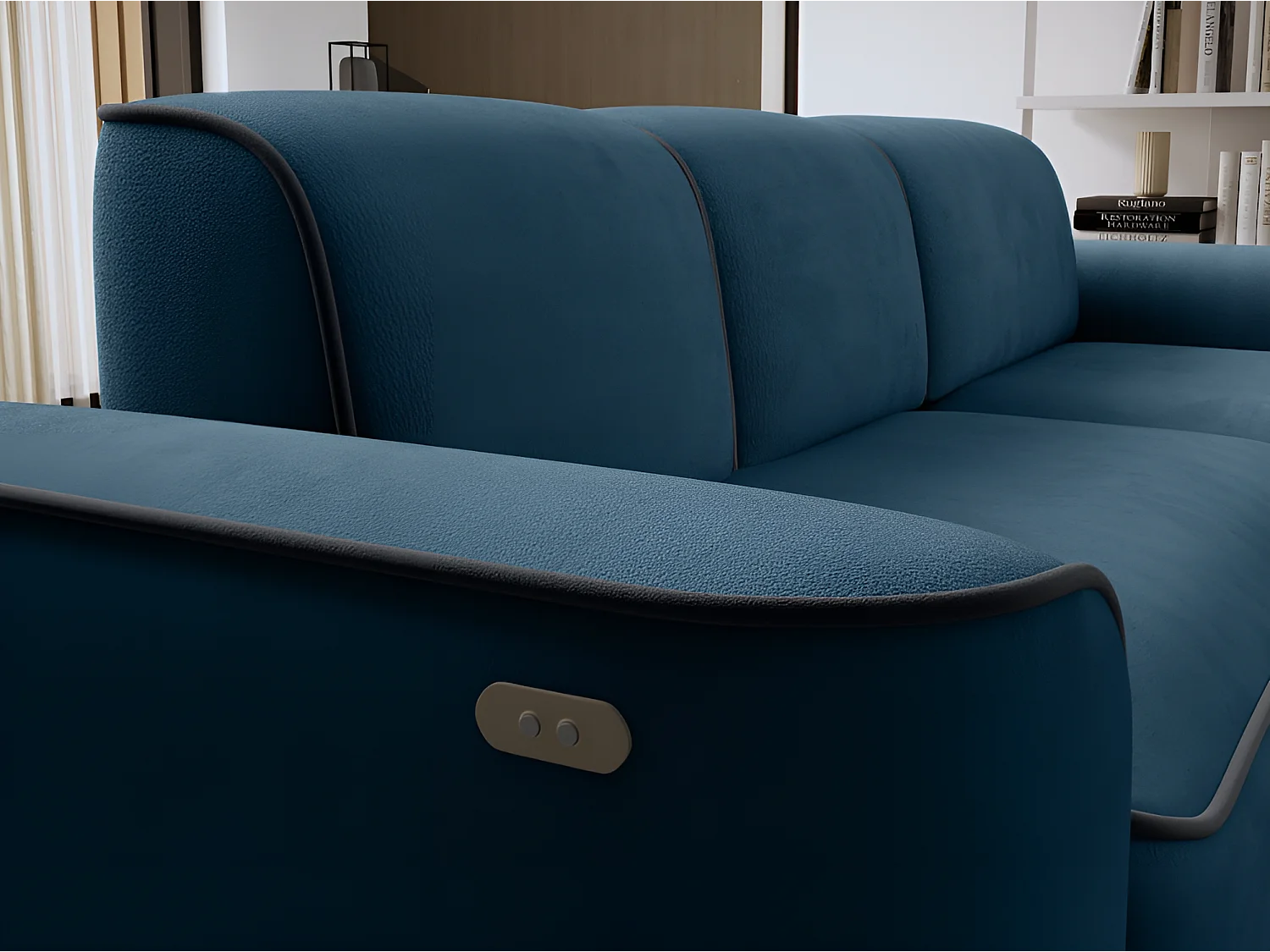 Ecksofa Alexa R/Stoff-Blau