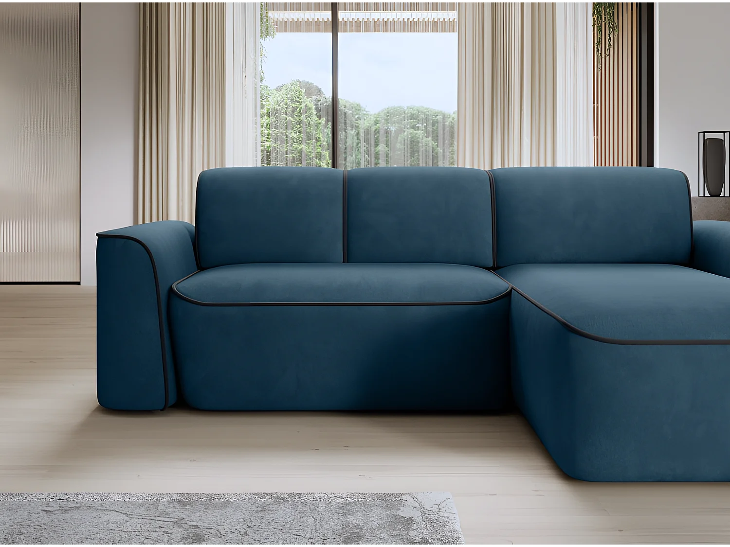 Ecksofa Alexa R/Stoff-Blau