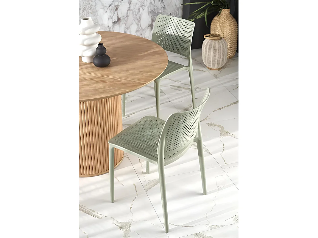 Table à manger Lopez (Ø120)/MDF/Placage/Ronde/Marron