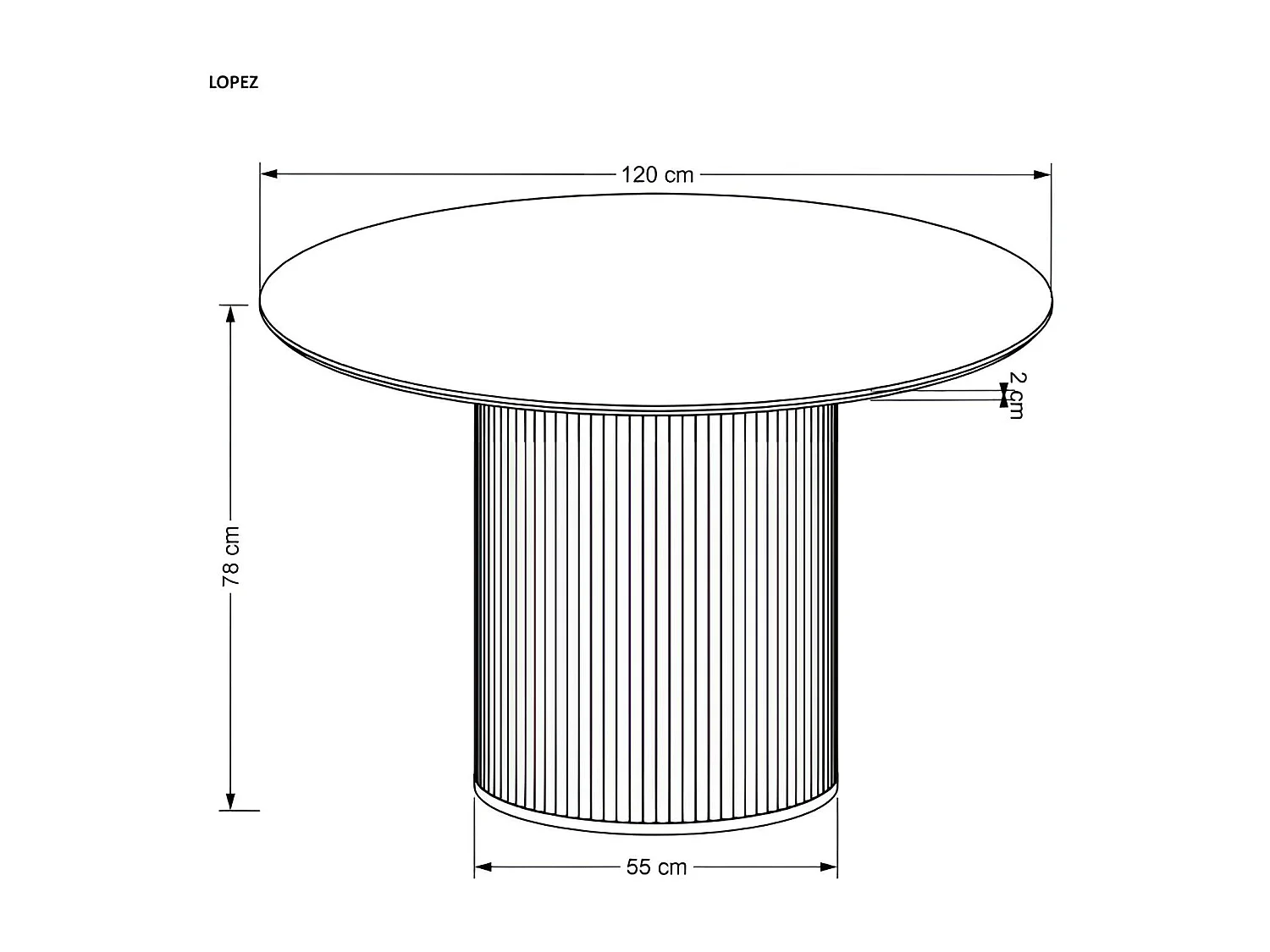 Table à manger Lopez (Ø120)/MDF/Placage/Ronde/Marron
