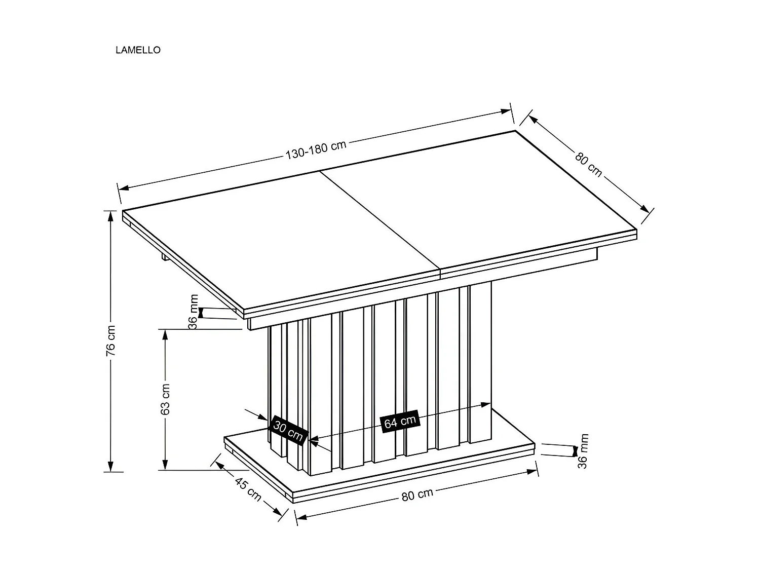 Table à manger Lamello (80x180)