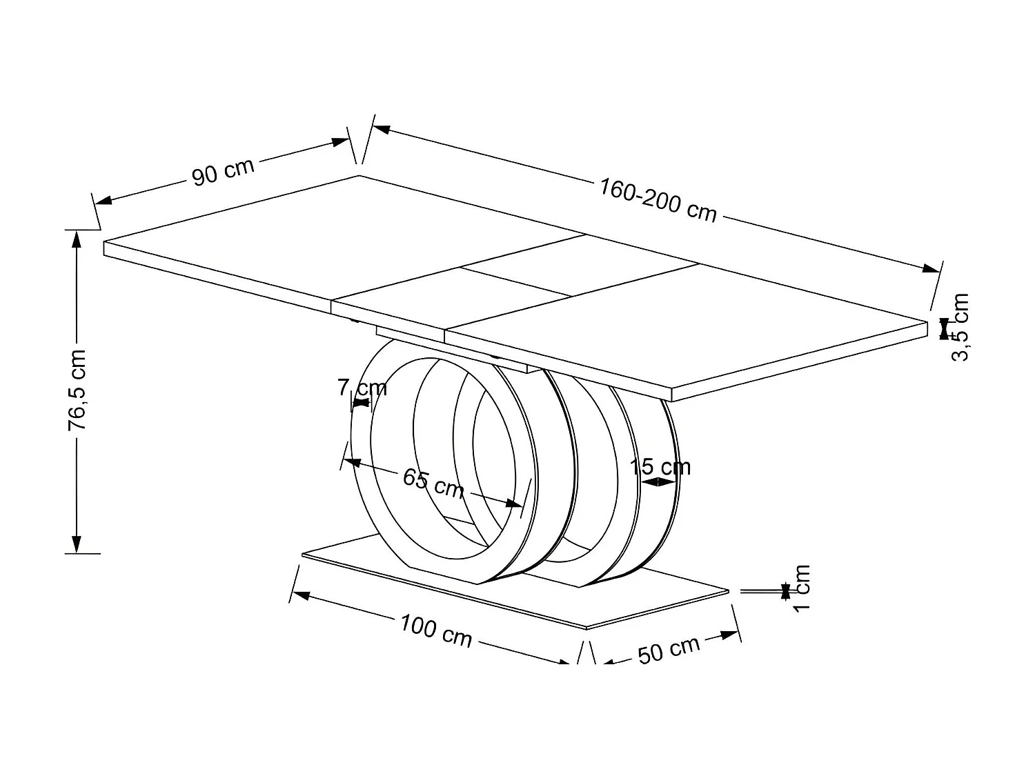 Table à manger Galardo (90x200)