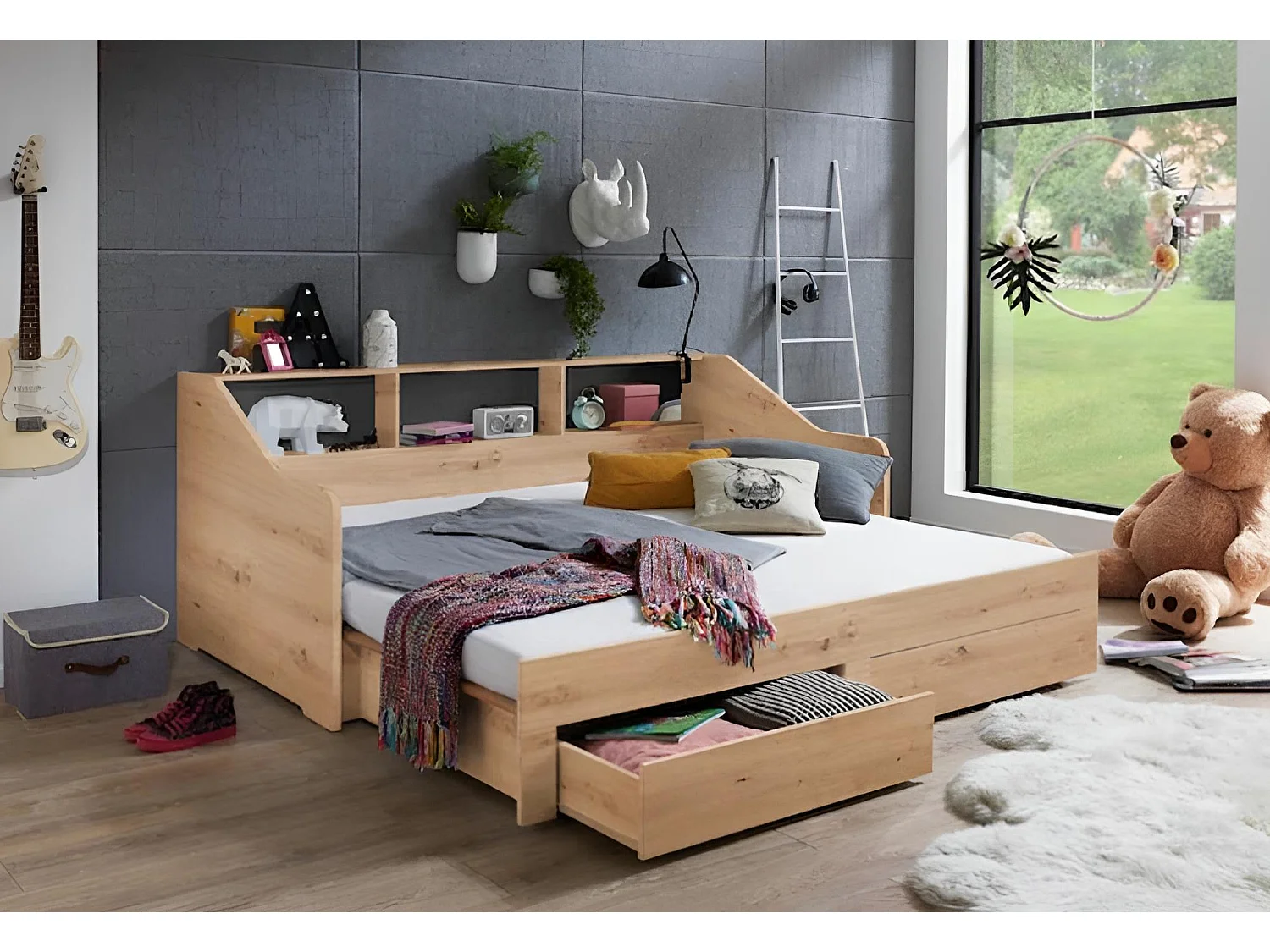 Bett Raphael Lux/90x200/Artisan-Braun