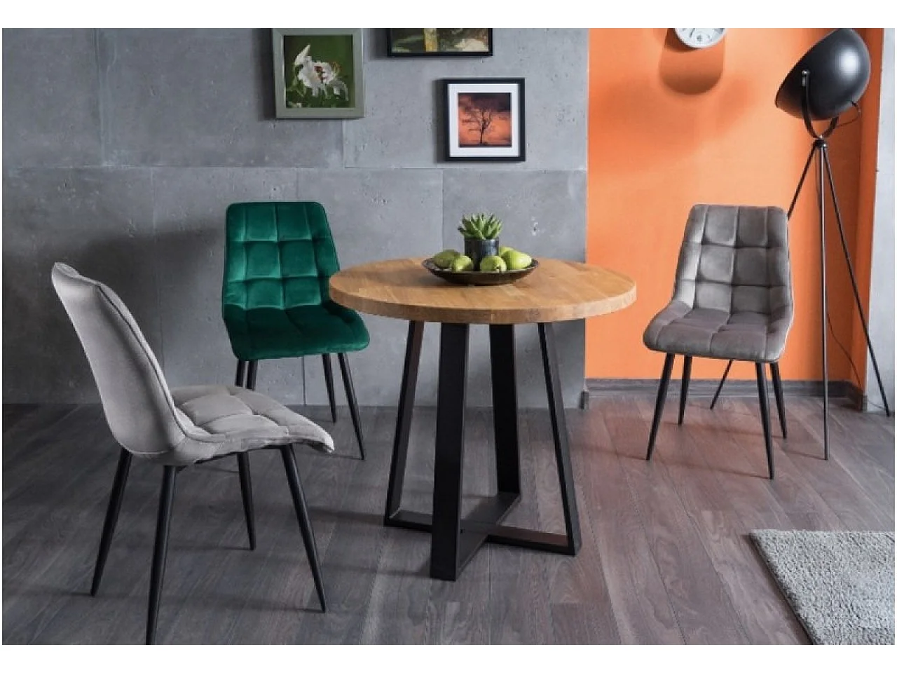 Sedia Rim/Tessuto-velluto/Grigio