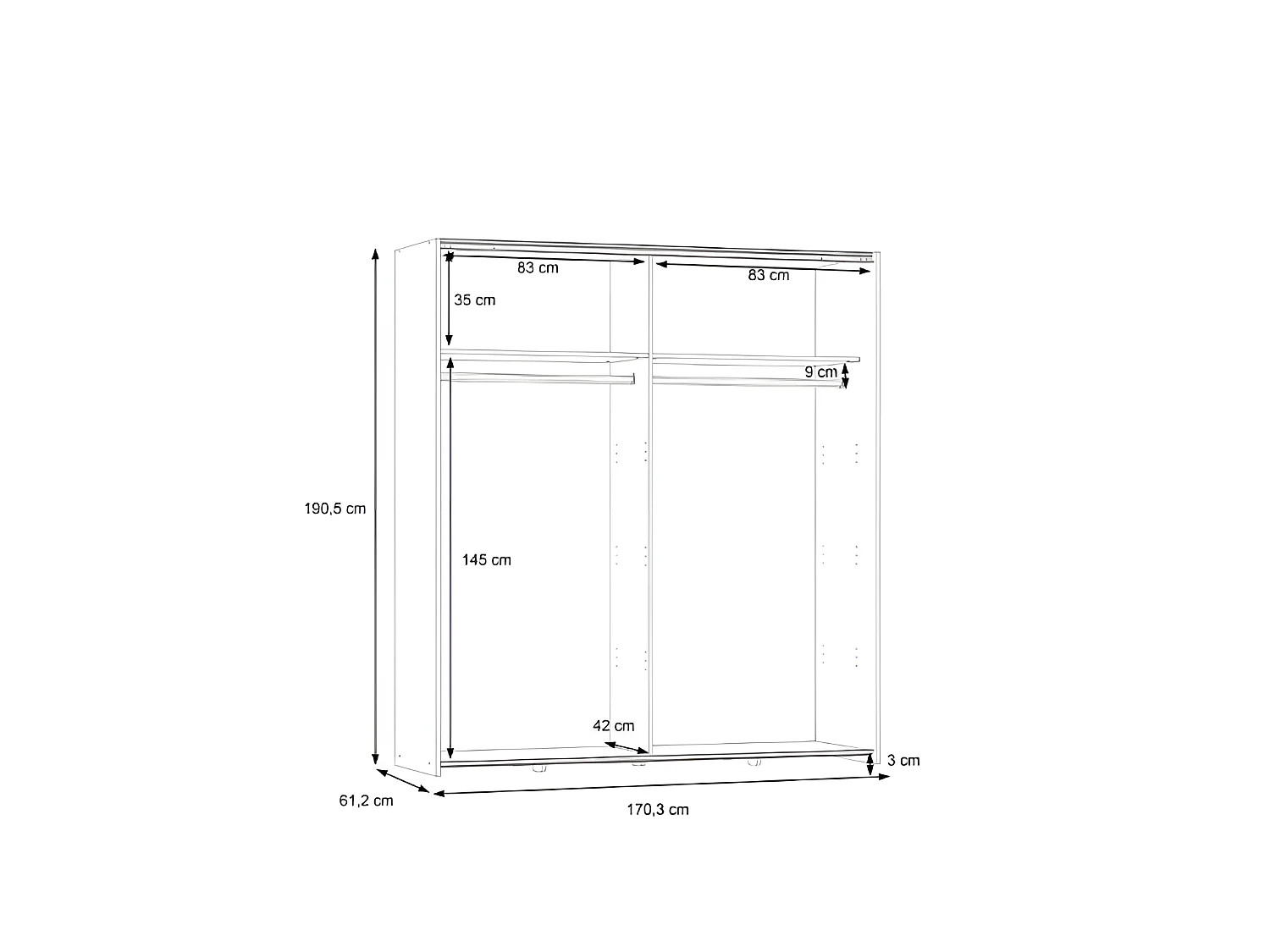 Kleiderschrank Dedric Standard (170cm)