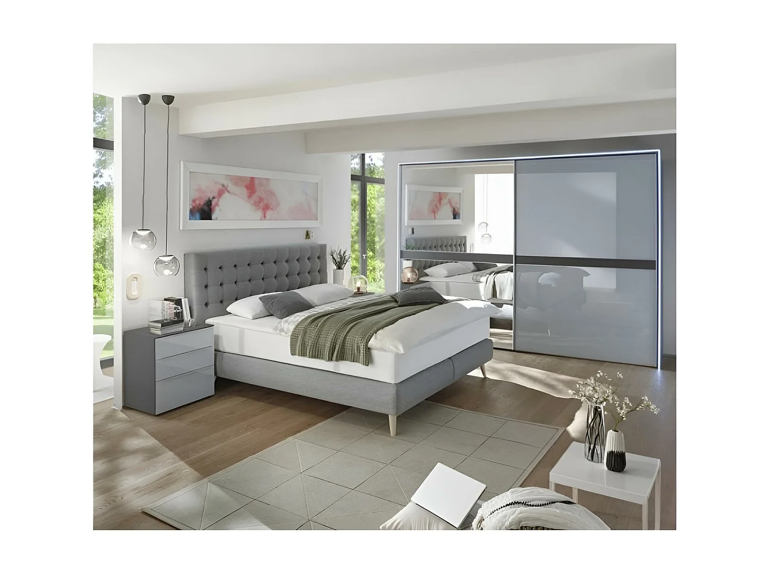 Letto Darian S/140x200/Tessuto/Grigio