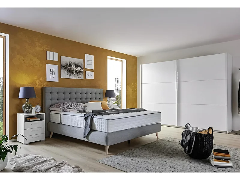 Bett Darian S/140x200/Stoffbezug/Grau